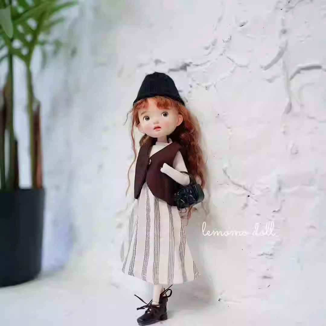 Blythe doll clothing, sizes: ob22/24, Azone, Landoudou.Literary-style striped dress suit.