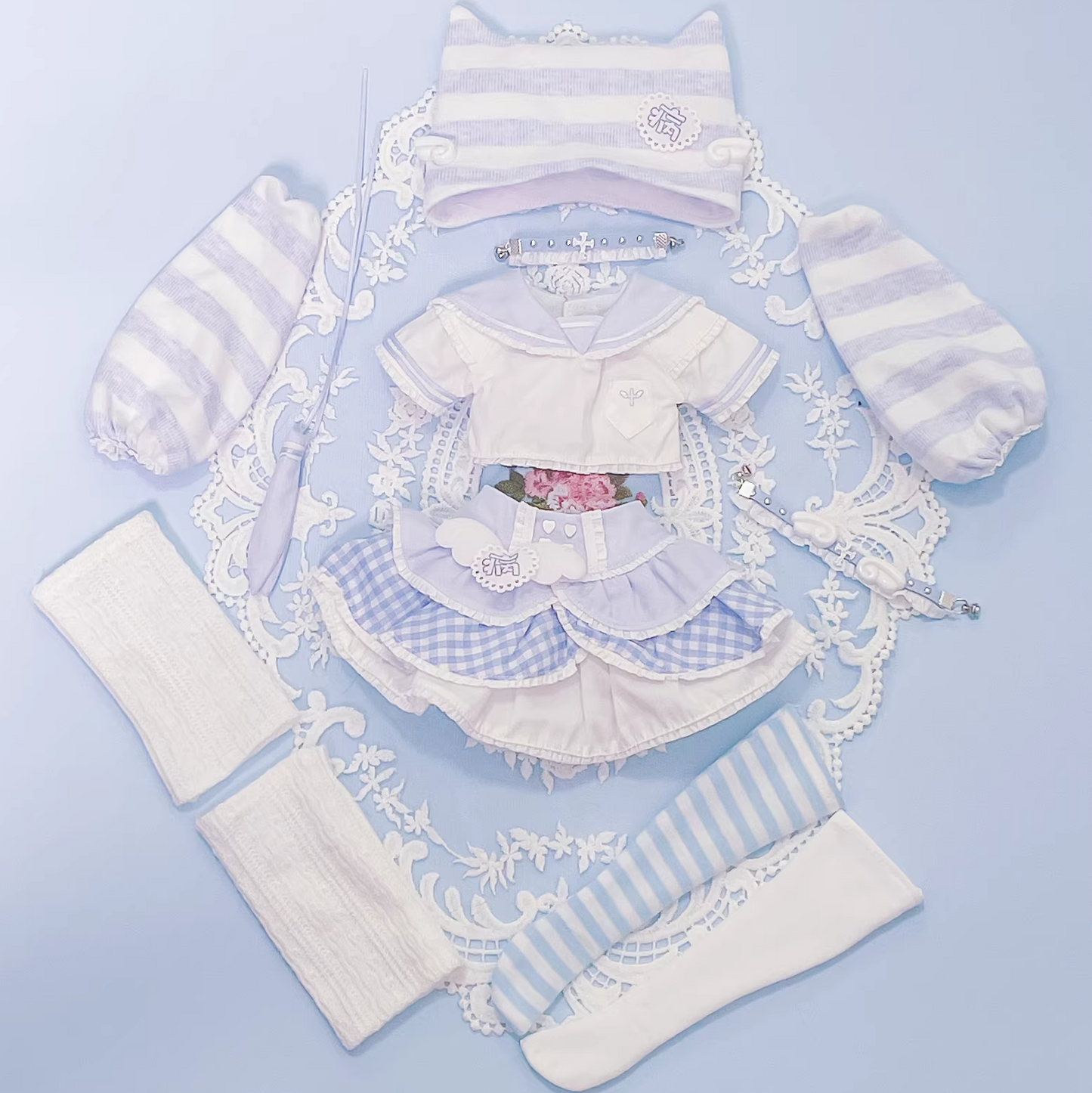 bjd Doll clothing, Sizes: 1/4 (MSD), 1/6 (YoSD) Cute maid-style outfit in Japanese aesthetic, available in blue and pink,from China@cbzrp