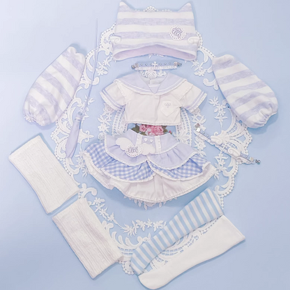 bjd Doll clothing, Sizes: 1/4 (MSD), 1/6 (YoSD) Cute maid-style outfit in Japanese aesthetic, available in blue and pink,from China@cbzrp